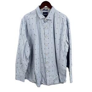 Tommy Bahama Button Down Shirt Mens XL Blue Geo Stripe Long Sleeve Cotton